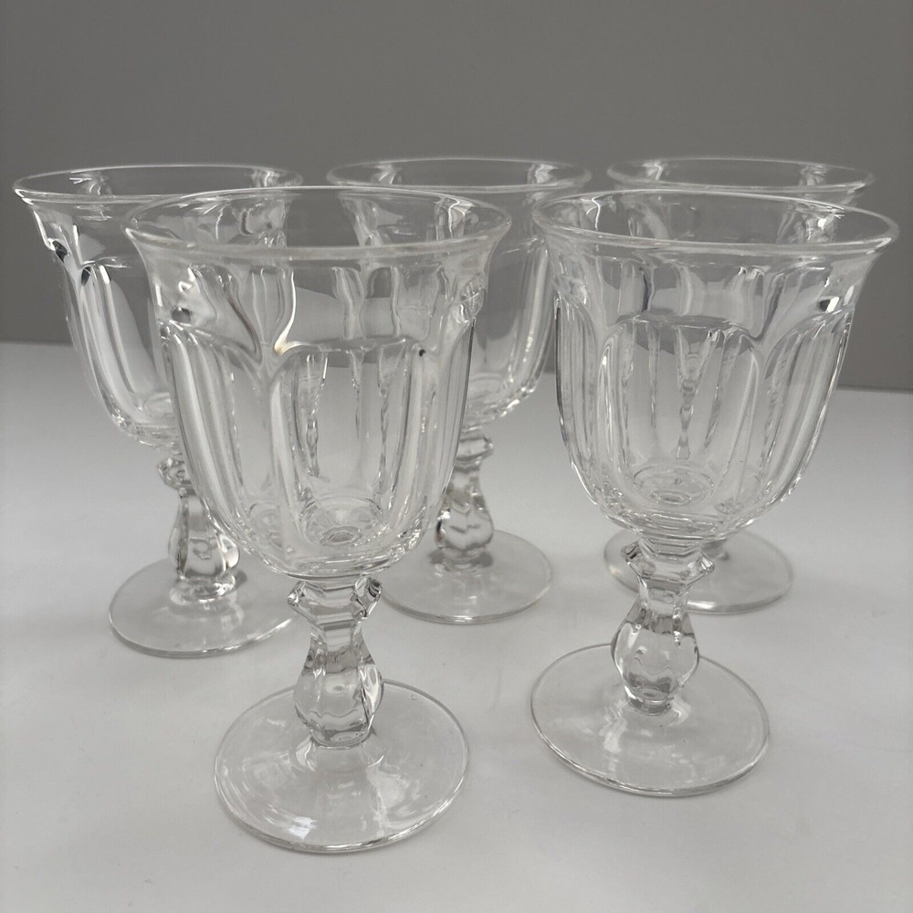 Vintage Set of 5 Heisey Colonial Pattern crystal Wine Glass Made‎ in Ohio